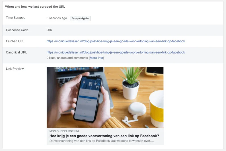 Link in Facebook